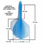 DARTSAN ENTEGRE DART ŞAFT-KANAT SETİ. PP-POLİPROPİLEN. TEK RENK SET PAKETLERİ. YARI SAYDAM-YARI SERT
